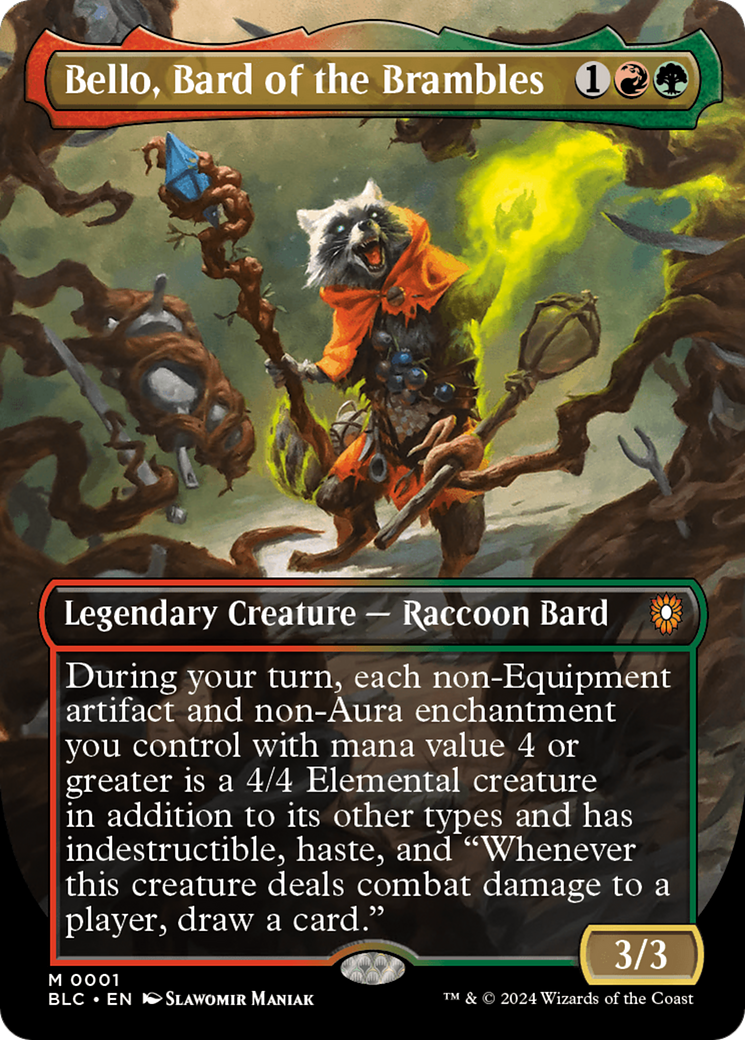 Bello, Bard of the Brambles (Borderless) (BLC-001) - Bloomburrow Commander (Borderless) Foil
