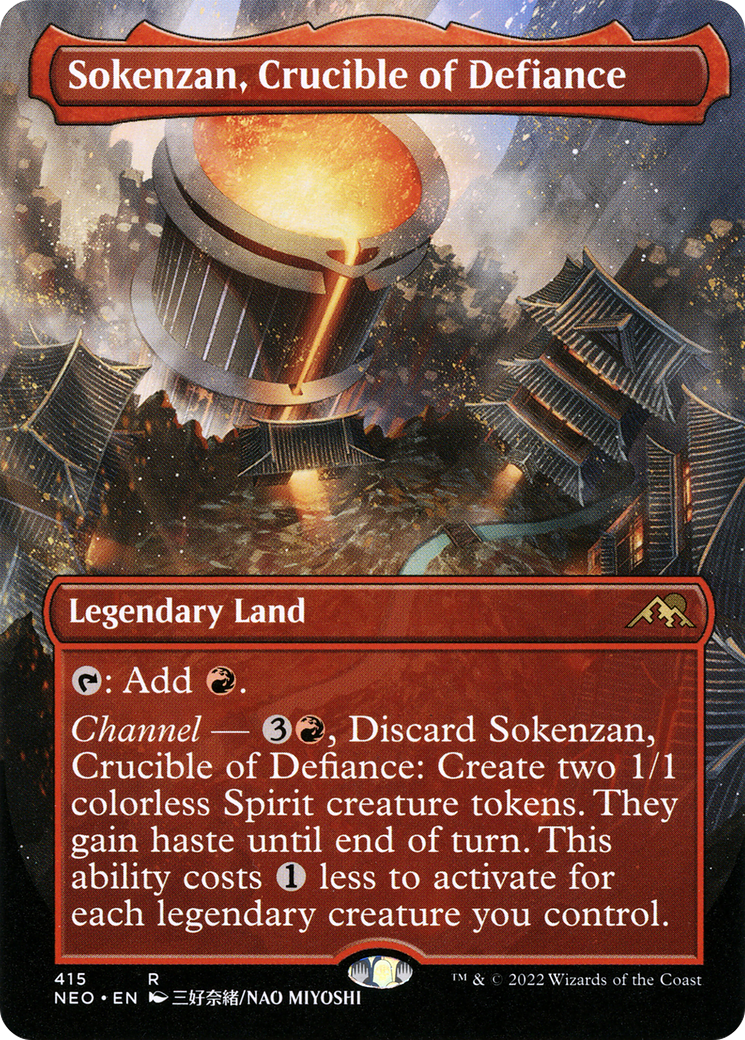 Sokenzan, Crucible of Defiance (Borderless) (NEO-415) - Kamigawa: Neon Dynasty (Borderless) Foil