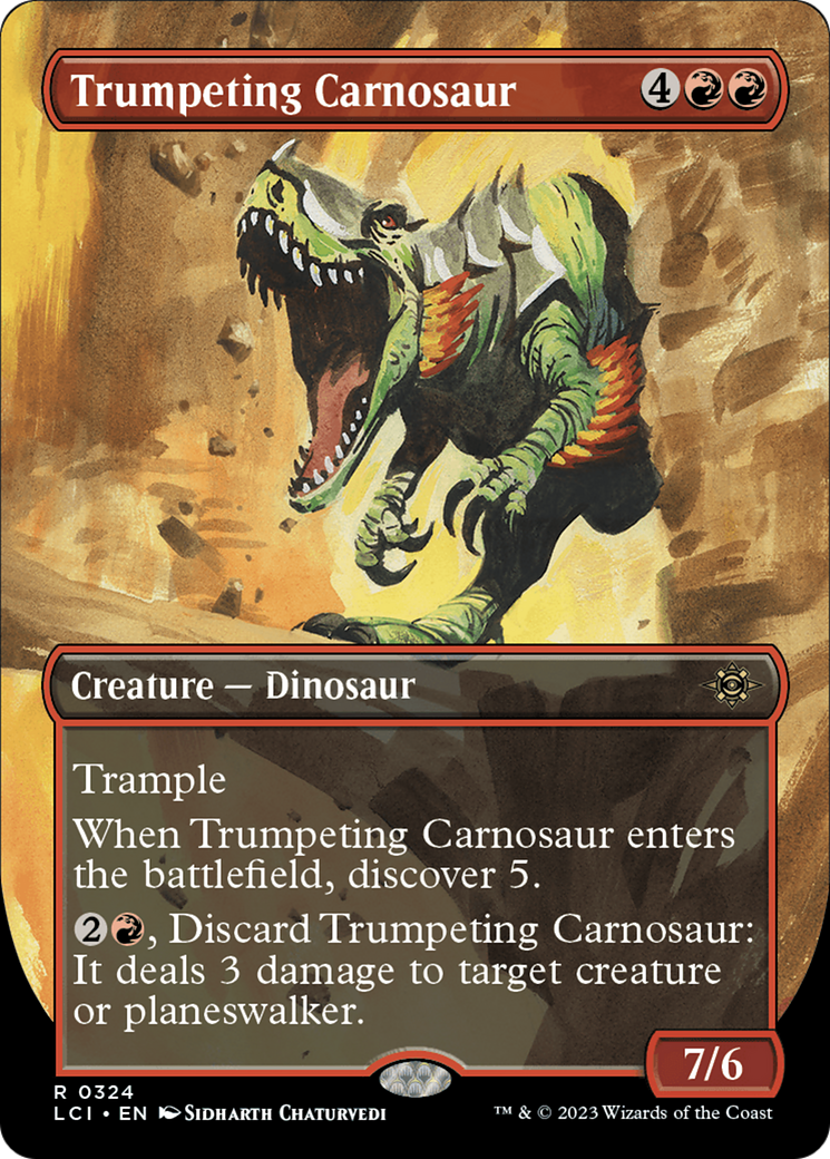 Trumpeting Carnosaur (Borderless) (LCI-324) - The Lost Caverns of Ixalan (Borderless)