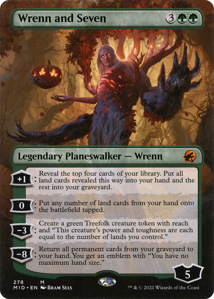 Wrenn and Seven (Borderless) (MID-278) - Innistrad: Midnight Hunt (Borderless) Foil