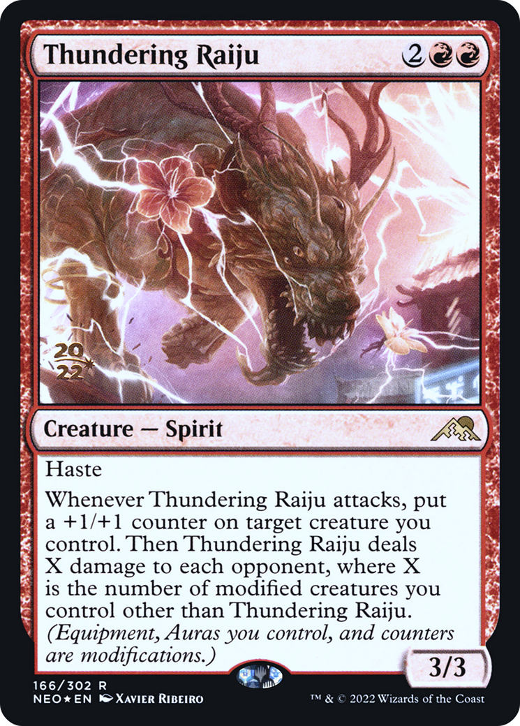 Thundering Raiju (PRE-166) - Kamigawa: Neon Dynasty Promos Foil