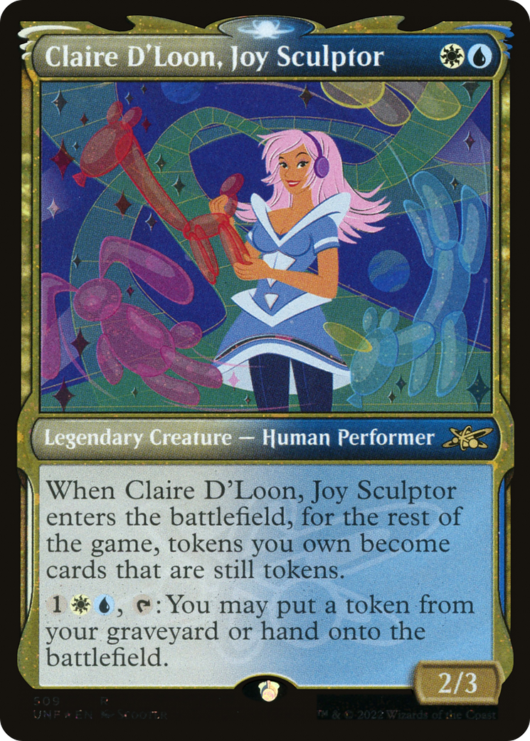 Claire D'Loon, Joy Sculptor (Showcase) (Galaxy Foil) (UNF-509) - Unfinity: (Showcase) Foil