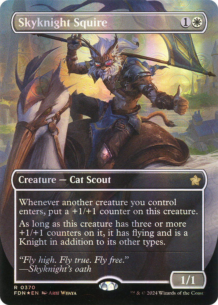 Skyknight Squire (Borderless) (Mana Foil) (FDN-370) - Foundations (Borderless) Foil