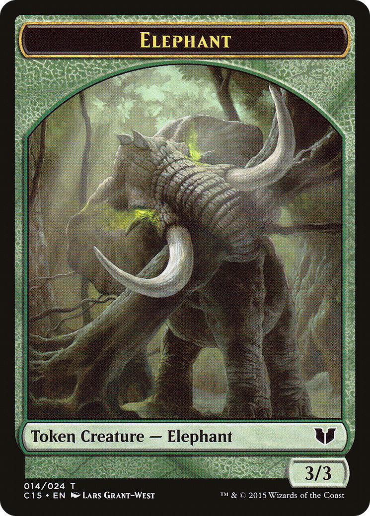 Elephant // Saproling Double-Sided Token (C15-14 // 16) - Commander 2015 Tokens