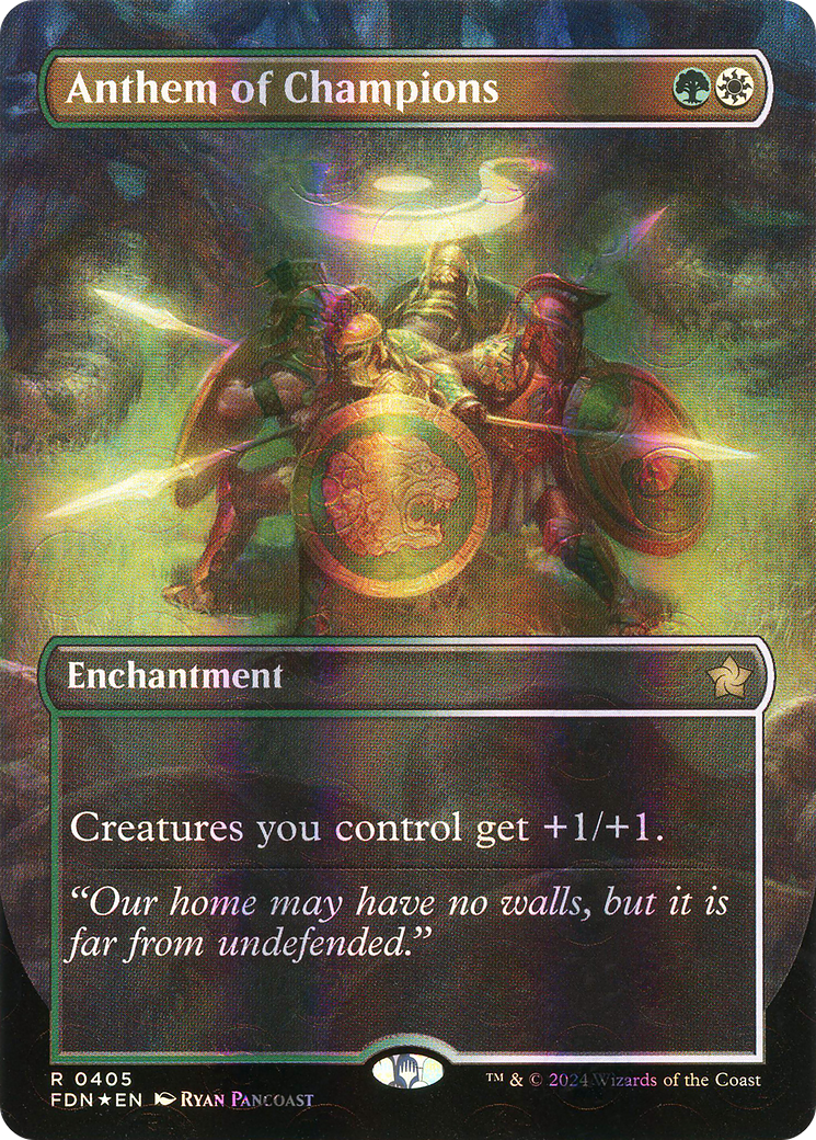 Anthem of Champions (Borderless) (Mana Foil) (FDN-405) - Foundations: (enchantment) (Borderless) Foil