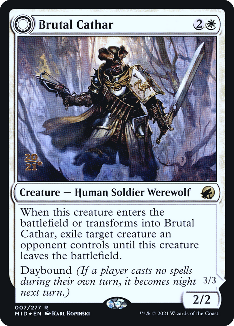 Brutal Cathar (PRE-007) - Innistrad: Midnight Hunt Promos: (Double Faced Transform) Foil