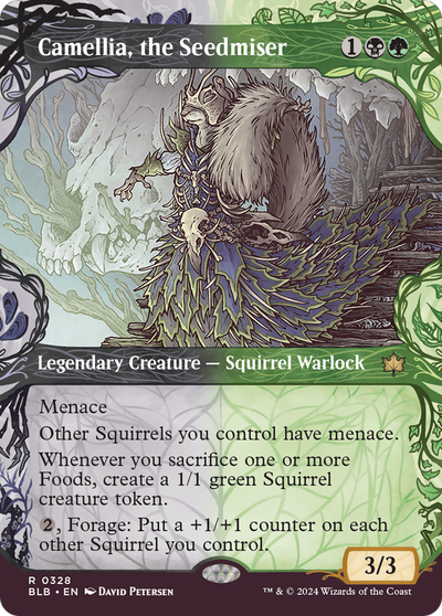 Camellia, the Seedmiser (Showcase) (BLB-328) - Bloomburrow: (Showcase) (Borderless) Foil