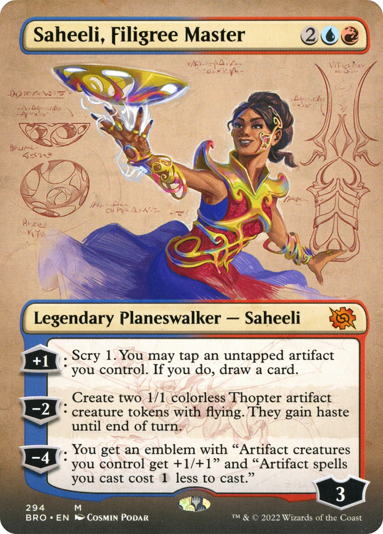 Saheeli, Filigree Master (Borderless) (BRO-294) - The Brothers' War (Borderless) Foil