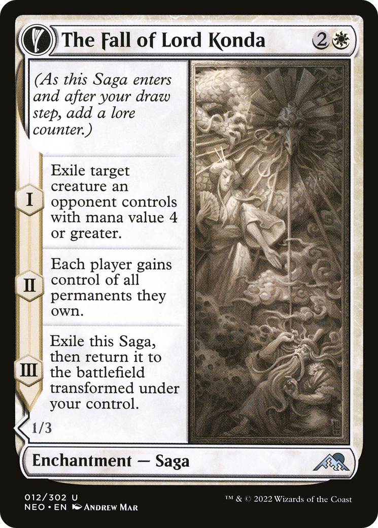 The Fall of Lord Konda (NEO-012) - Kamigawa: Neon Dynasty: (fandfc, enchantment) Foil