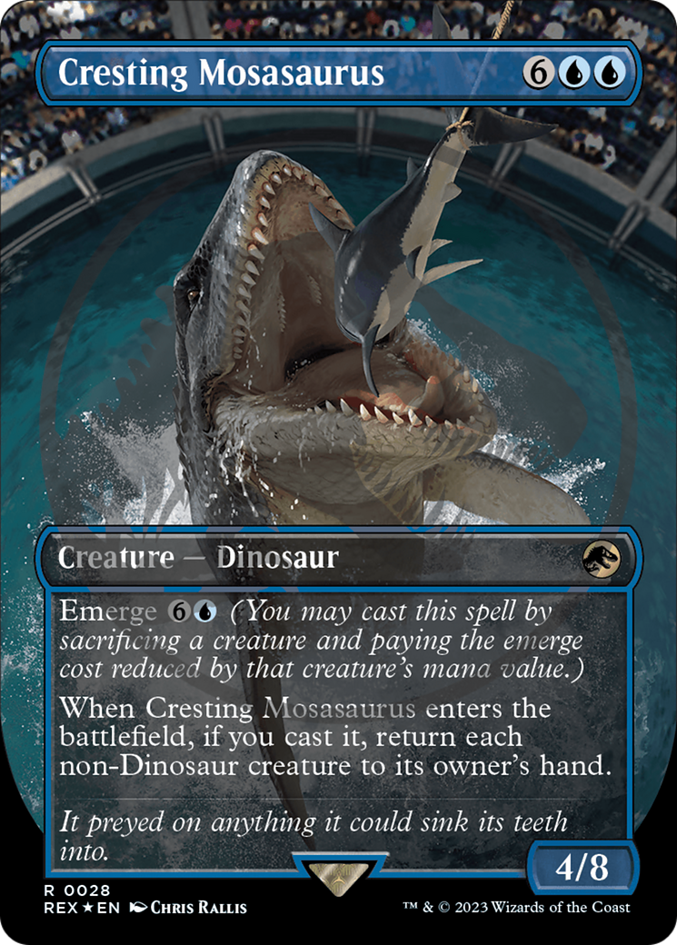 Cresting Mosasaurus (Borderless) (Emblem) (REX-028) - Jurassic World Collection (Borderless) Foil