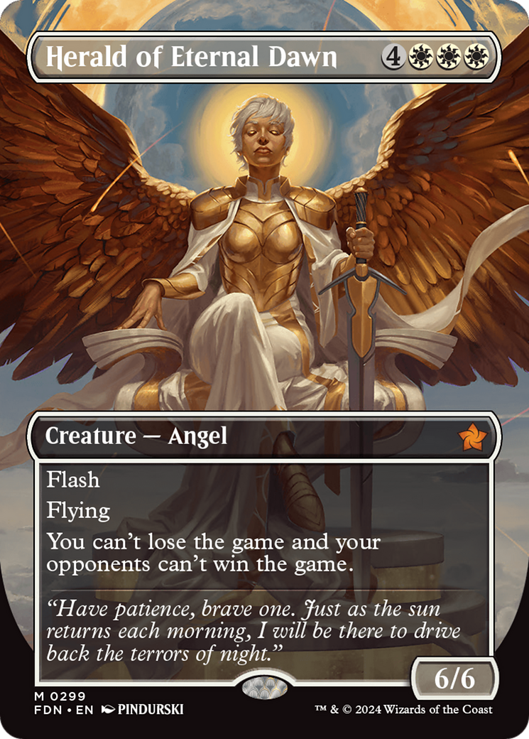Herald of Eternal Dawn (Borderless) (FDN-299) - Foundations (Borderless) Foil