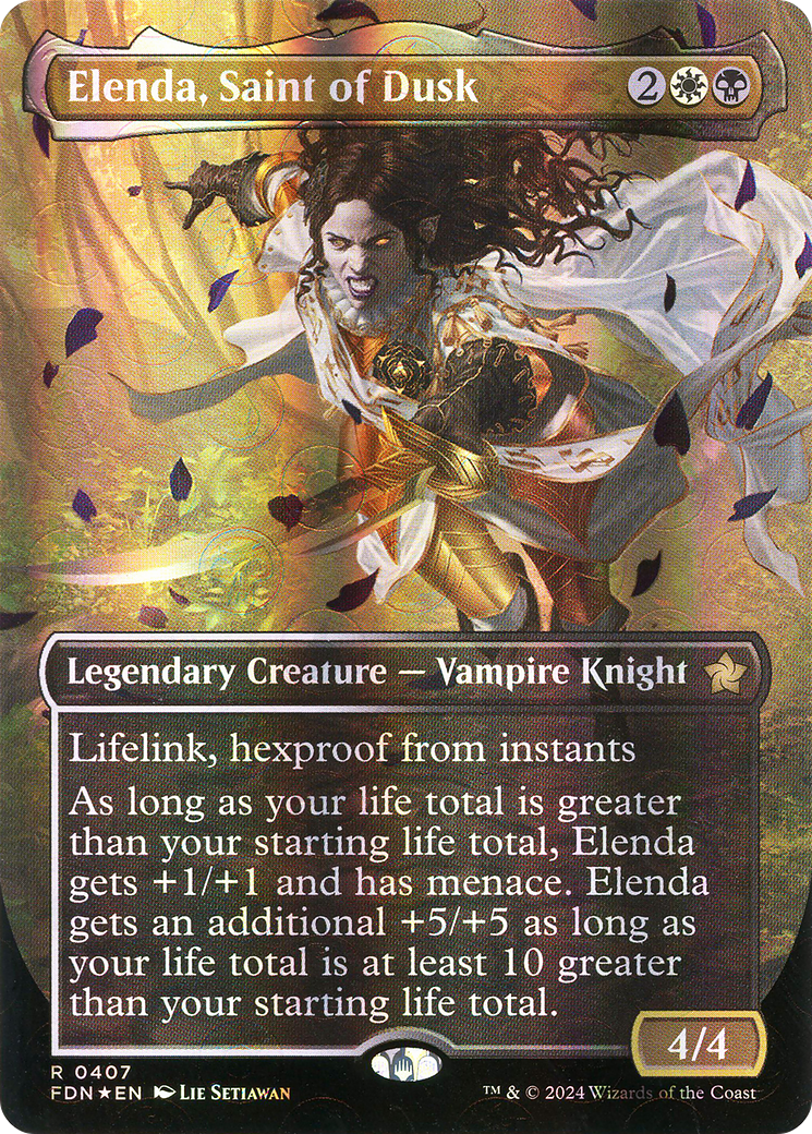 Elenda, Saint of Dusk (Borderless) (Mana Foil) (FDN-407) - Foundations (Borderless) Foil