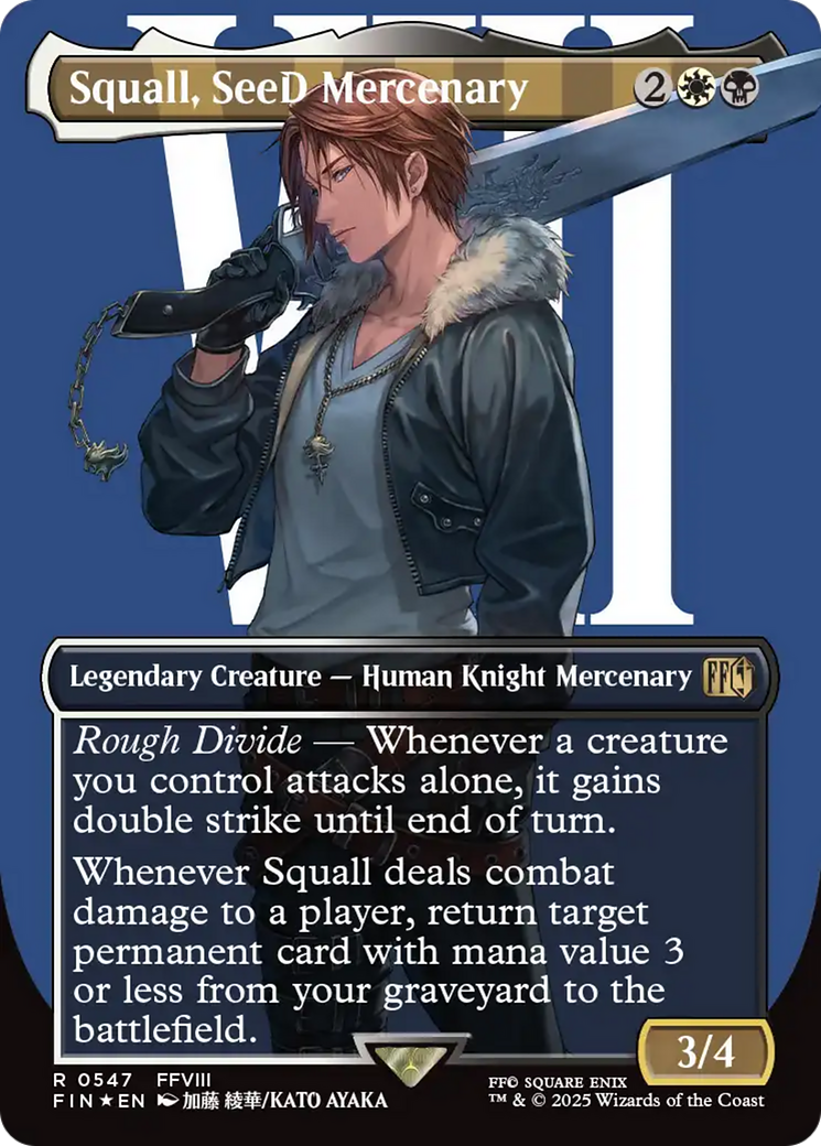 Squall, SeeD Mercenary (Borderless) (Surge Foil) (FIN-547) - FINAL FANTASY (Borderless) Foil