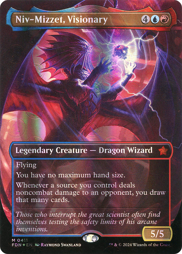 Niv-Mizzet, Visionary (Borderless) (Mana Foil) (FDN-411) - Foundations (Borderless) Foil