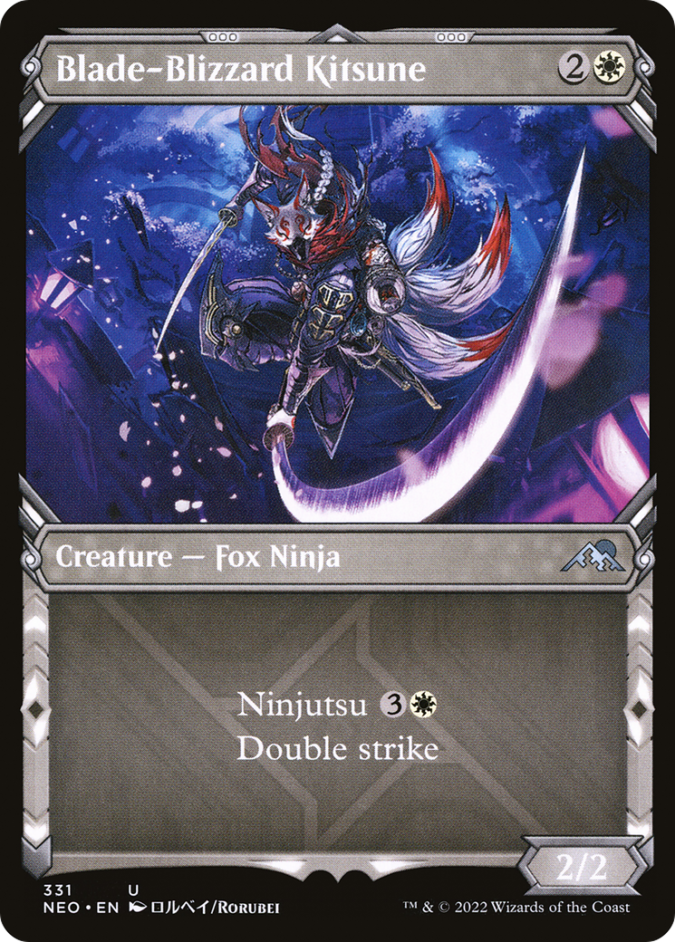 Blade-Blizzard Kitsune (Showcase) (NEO-331) - Kamigawa: Neon Dynasty: (Showcase) Foil