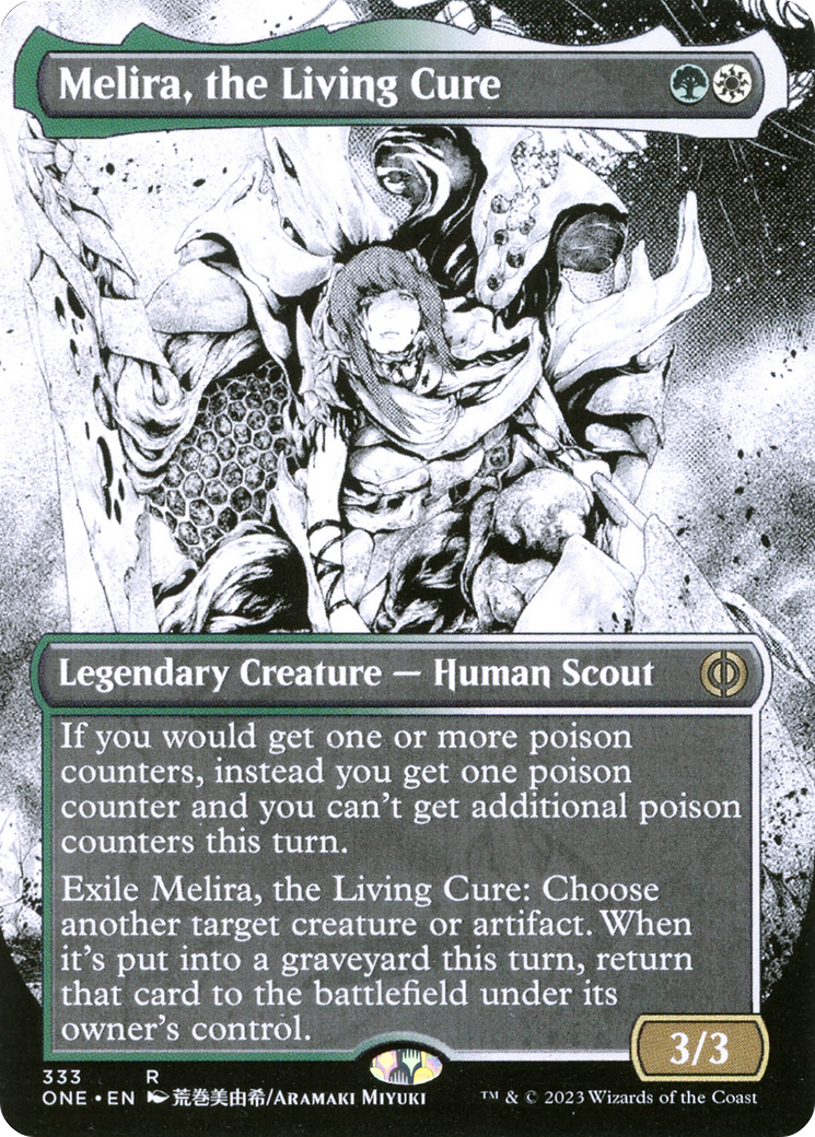 Melira, the Living Cure (Borderless) (ONE-333) - Phyrexia: All Will Be One: (Showcase) (Borderless)