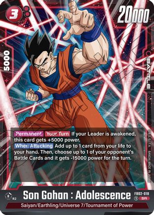 Son Gohan : Adolescence - FB02-018 (FB02-018) - Blazing Aura Holofoil