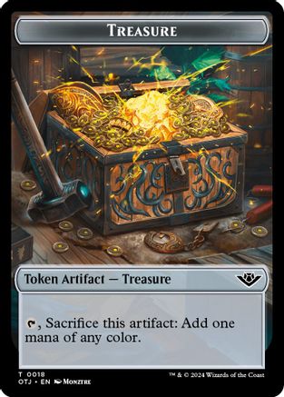 Treasure // Clue Double-Sided Token (OTJ-18 // 16) - Outlaws of Thunder Junction Foil