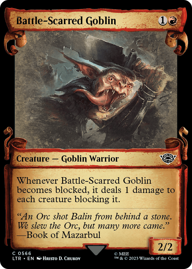 Battle-Scarred Goblin (Showcase Scrolls) (LTR-566) - The Lord of the Rings: Tales of Middle-earth: (Showcase)