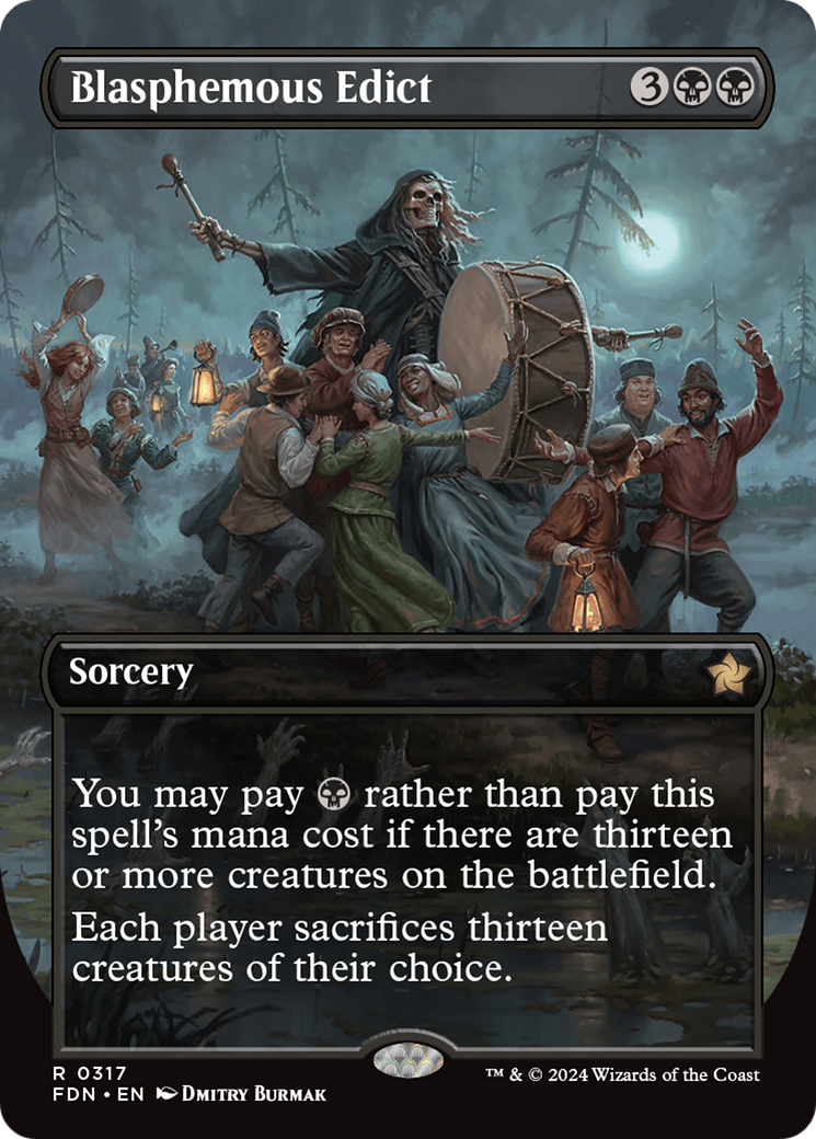 Blasphemous Edict (Borderless) (FDN-317) - Foundations (Borderless) Foil