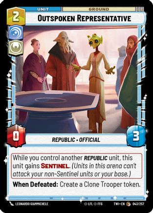 Outspoken Representative (043/257) - Twilight of the Republic Foil