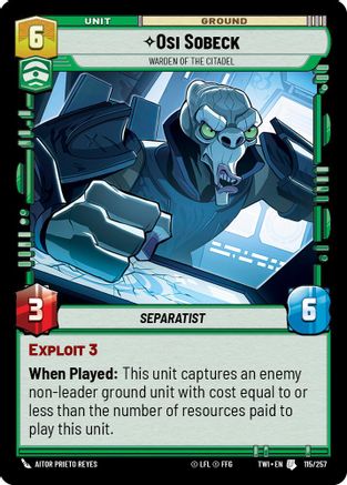 Osi Sobeck - Warden of the Citadel (115/257) - Twilight of the Republic Foil
