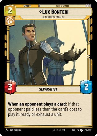 Lux Bonteri - Renegade Separatist (210/257) - Twilight of the Republic