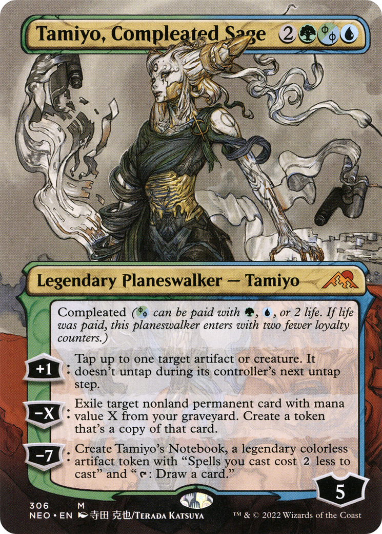 Tamiyo, Compleated Sage (Borderless) (NEO-306) - Kamigawa: Neon Dynasty (Borderless) Foil