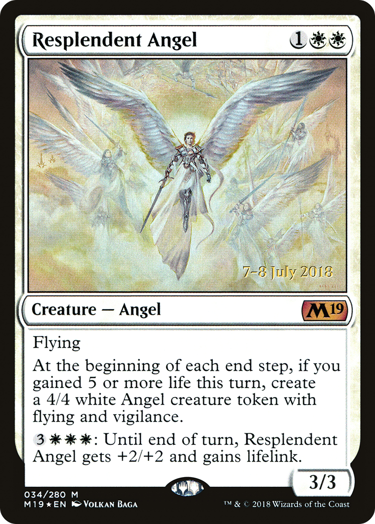 Resplendent Angel (M19) (PRE-034) - Core Set 2019 Promos Foil