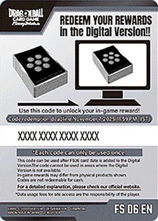 Code Card - Starter Deck 6: Son Goku (Mini) (FS06)  - Starter Deck 6 Son Goku Mini