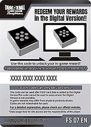 Code Card - Starter Deck 7: Vegeta (Mini) (FS07)  - Starter Deck 7 Vegeta Mini