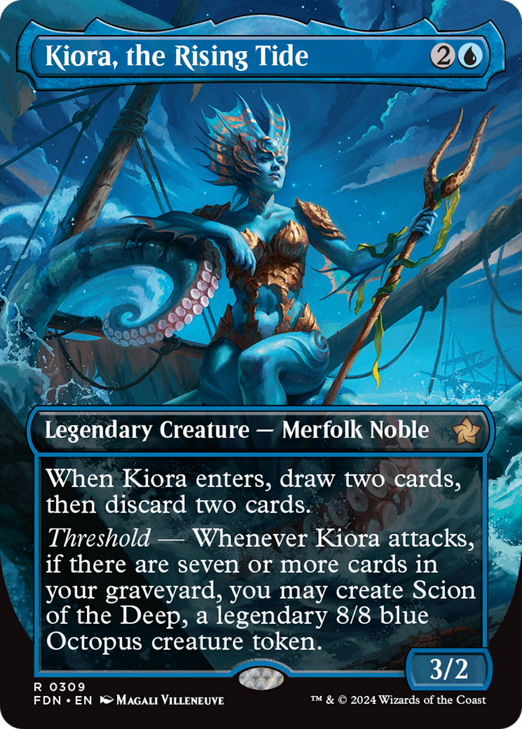 Kiora, the Rising Tide (Borderless) (FDN-309) - Foundations (Borderless) Foil