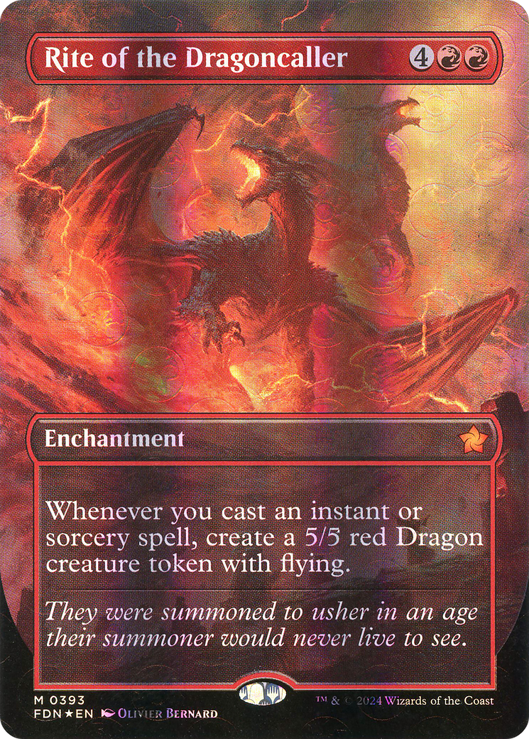 Rite of the Dragoncaller (Borderless) (Mana Foil) (FDN-393) - Foundations: (enchantment) (Borderless) Foil