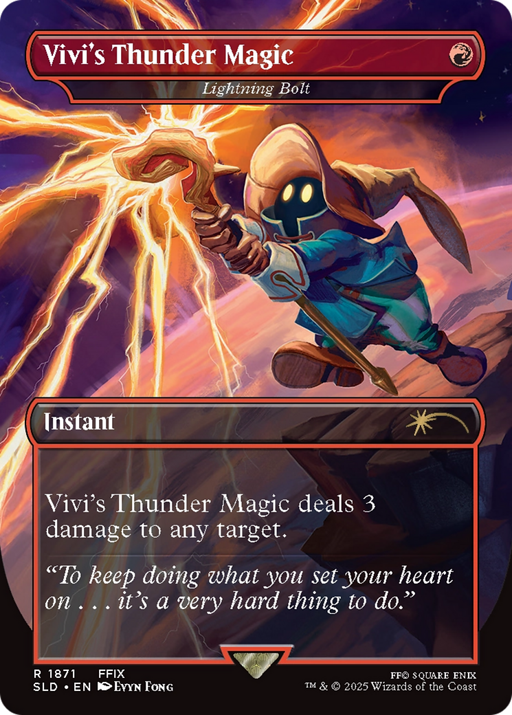 Vivi's Thunder Magic - Lightning Bolt (SLD-1871) - Secret Lair Drop / Vivi's Thunder Magic (Borderless)