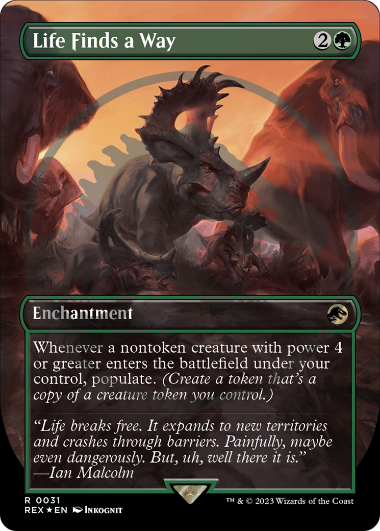 Life Finds a Way (Borderless) (Emblem) (REX-031) - Jurassic World Collection (Borderless) Foil