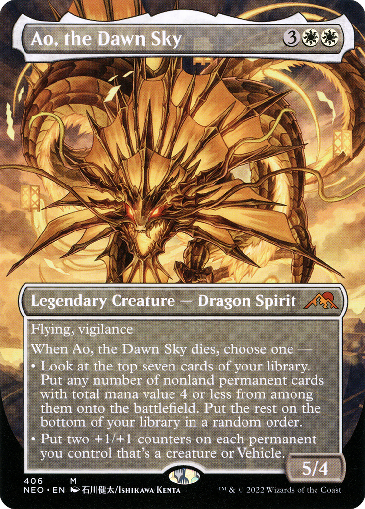 Ao, the Dawn Sky (Borderless) (NEO-406) - Kamigawa: Neon Dynasty (Borderless)