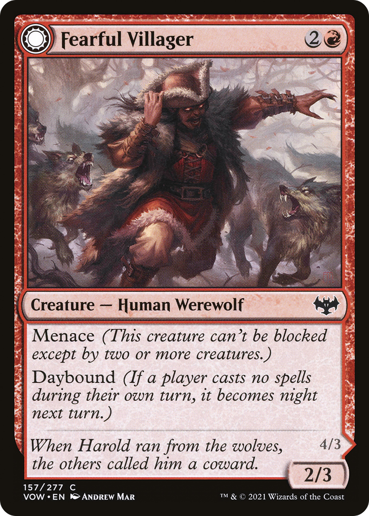 Fearful Villager (VOW-157) - Innistrad: Crimson Vow: (Double Faced Transform) Foil