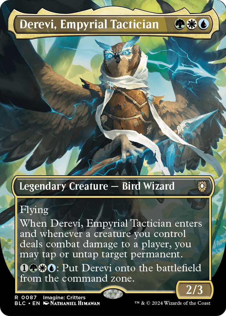 Derevi, Empyrial Tactician (Borderless) (BLC-087) - Bloomburrow Commander (Borderless) Foil