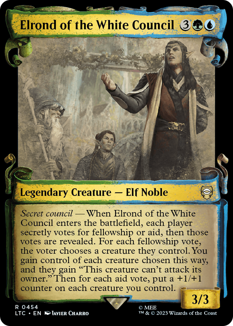 Elrond of the White Council (Showcase Scrolls) (LTC-454) - Tales of Middle-earth Commander: (Showcase) Foil