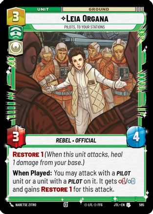 Leia Organa - Pilots, To Your Stations (Foil) (595) - Jump to Lightspeed Foil