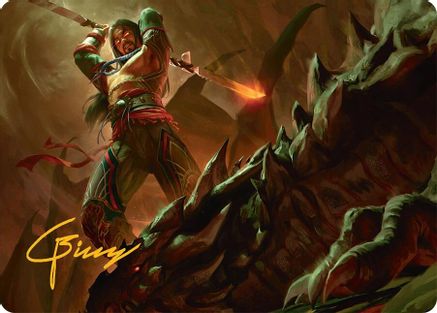 Sarkhan's Resolve Art Card (18/54) (Gold-Stamped Signature) (AATDM-018) - Art Series: Tarkir: Dragonstorm
