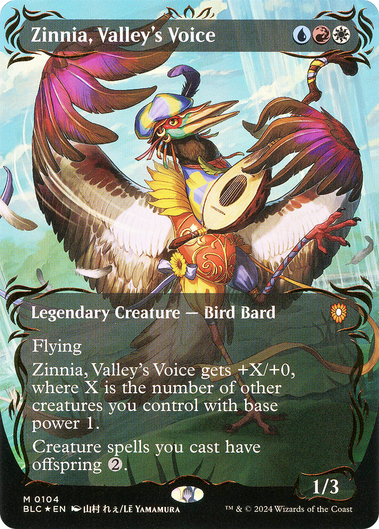 Zinnia, Valley's Voice (Borderless) (Raised Foil) [Bloomburrow Commander]