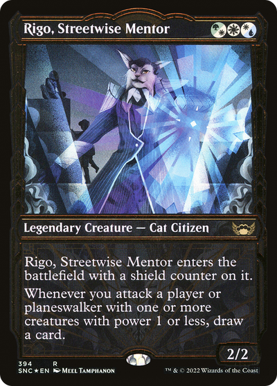 Rigo, Streetwise Mentor (Showcase Golden Age Gilded Foil) [Streets of New Capenna]