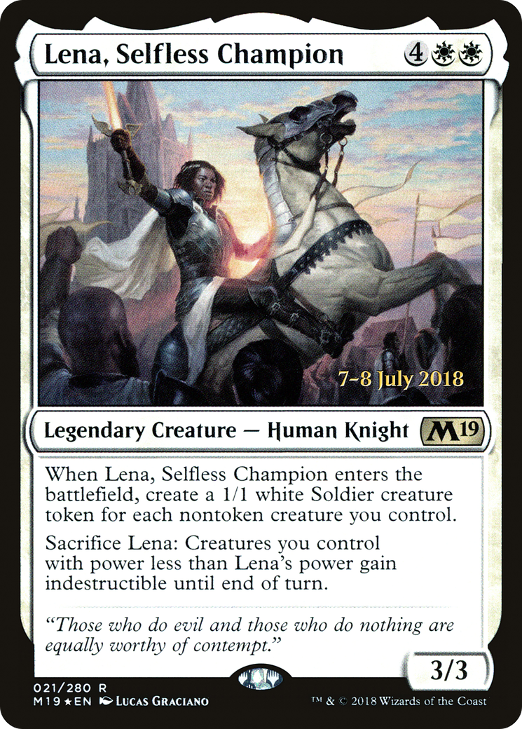 Lena, Selfless Champion (PRE-021) - Core Set 2019 Promos Foil