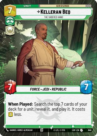 Kelleran Beq - The Sabered Hand (Hyperspace Foil) (840) - Legends of the Force Foil