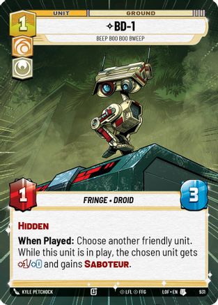 BD-1 - Beep Boo Boo Bweep (Hyperspace Foil) (931) - Legends of the Force Foil