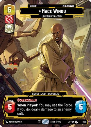 Mace Windu - Leaping into Action (Prestige Foil) (1102) - Legends of the Force Foil