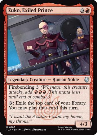 Zuko, Exiled Prince (TLA-163) - Avatar: The Last Airbender