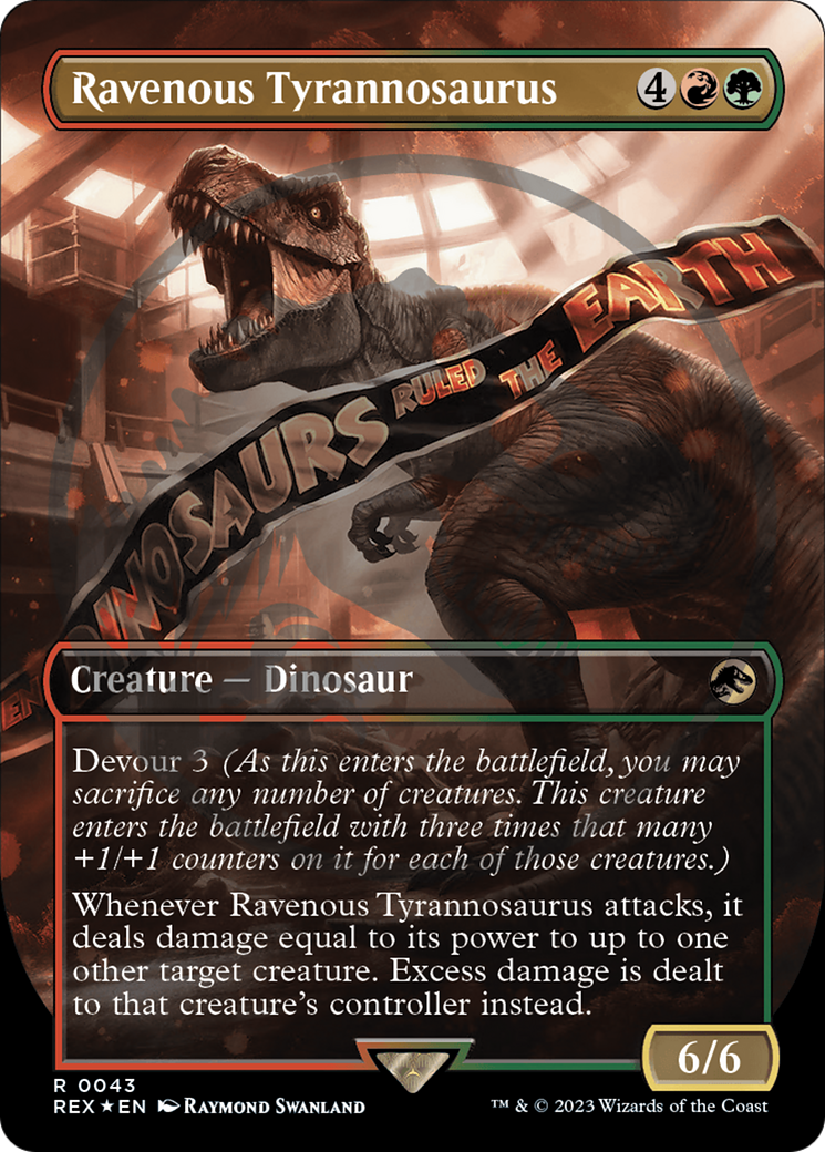 Ravenous Tyrannosaurus (Borderless) (Emblem) (REX-043) - Jurassic World Collection (Borderless) Foil