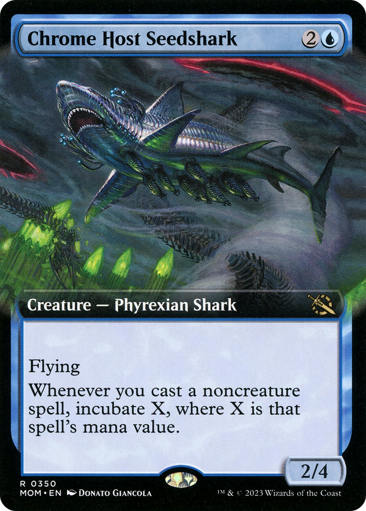 Chrome Host Seedshark (Extended Art) (MOM-350) - March of the Machine: (Extended Art) Foil